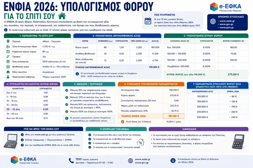 ΕΝΦΙΑ 2026: υπολογισμός φόρου για το σπίτι σου