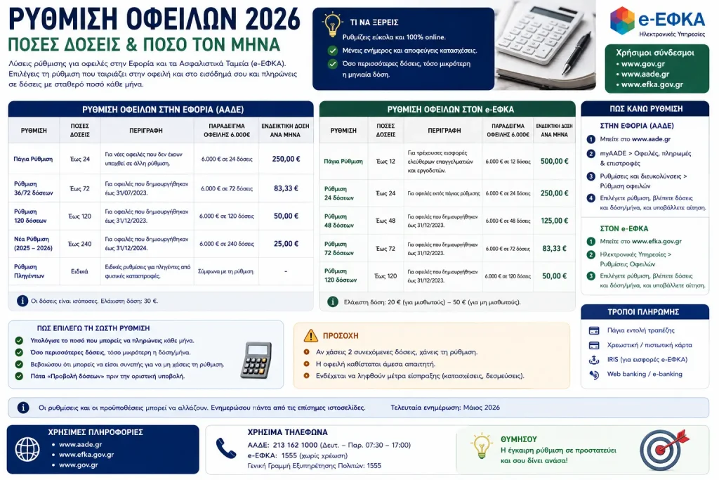 Ρύθμιση οφειλών 2026: πόσες δόσεις και πόσο τον μήνα