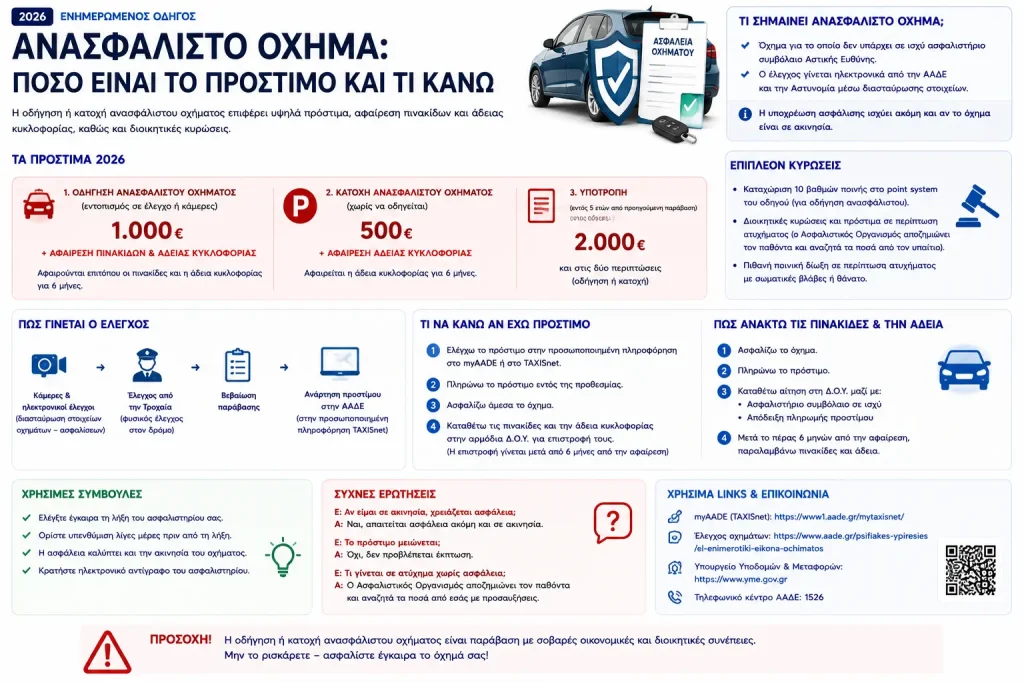 Ανασφάλιστο όχημα: πόσο είναι το πρόστιμο και τι κάνω